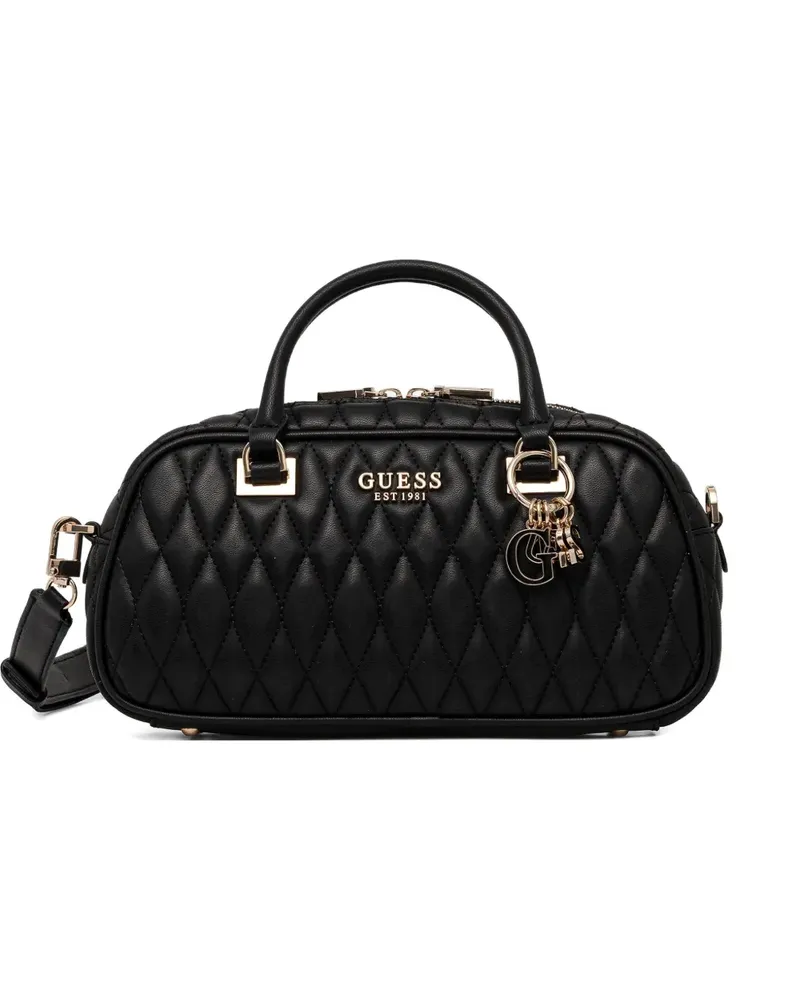 Guess Gesteppte Valla Tote Bag mit Anhänger - Schwarz Schwarz
