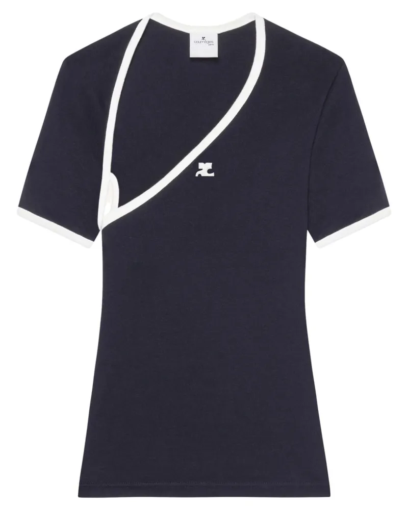 Courrèges Slash Contrast T-Shirt - Schwarz Schwarz