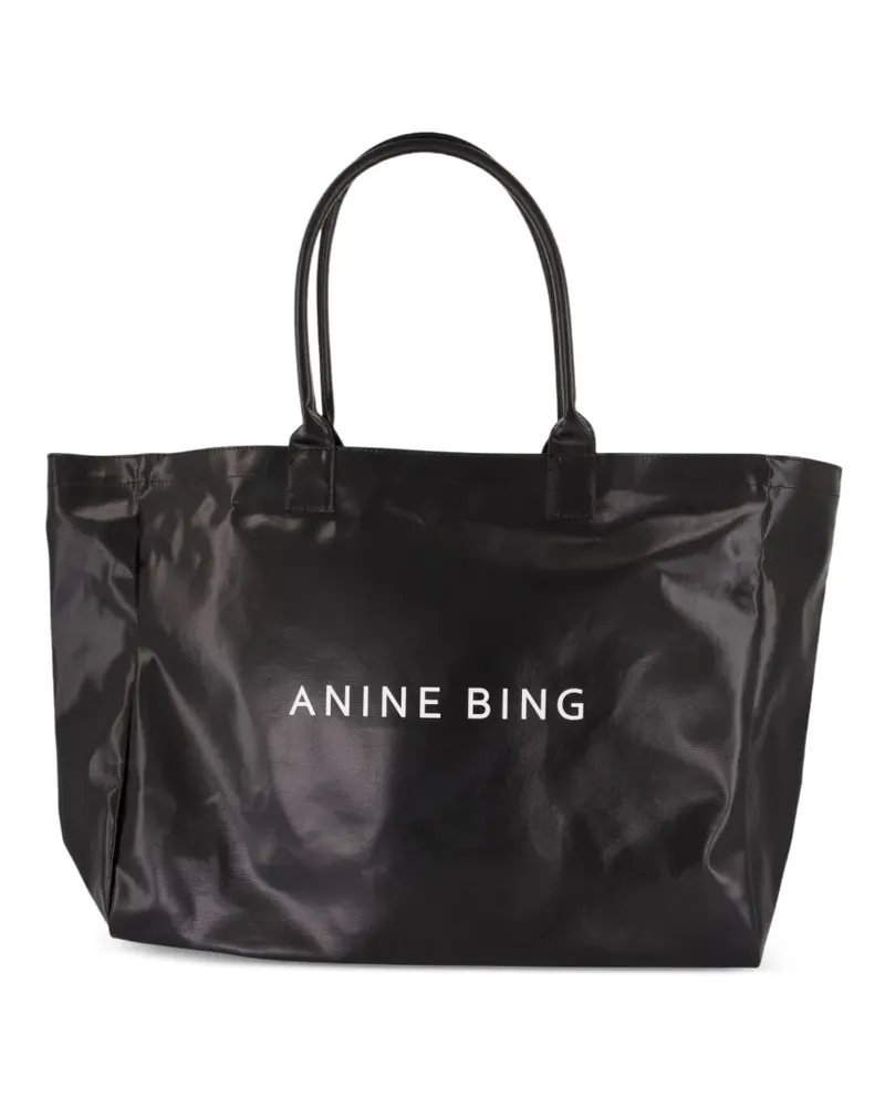 Anine Bing Leo Tote Bag aus beschichtetem Canvas - Schwarz Schwarz
