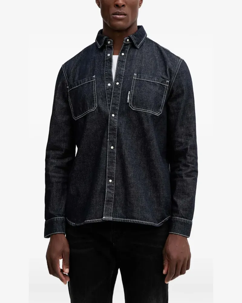 Karl Lagerfeld Hemd mit Kontrastnähten - Blau Blau