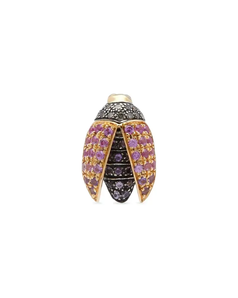 Bibi van der Velden 18kt mini Scarab Gelbgoldohrringe mit Diamant und Saphir Gold
