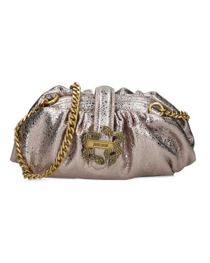 Just Cavalli Geraffte Umhängetasche mit Schlangen-Schild - Rosa Rosa