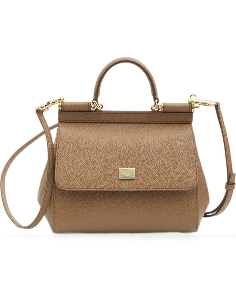 Dolce & Gabbana small Sicily leather tote bag - Braun Braun