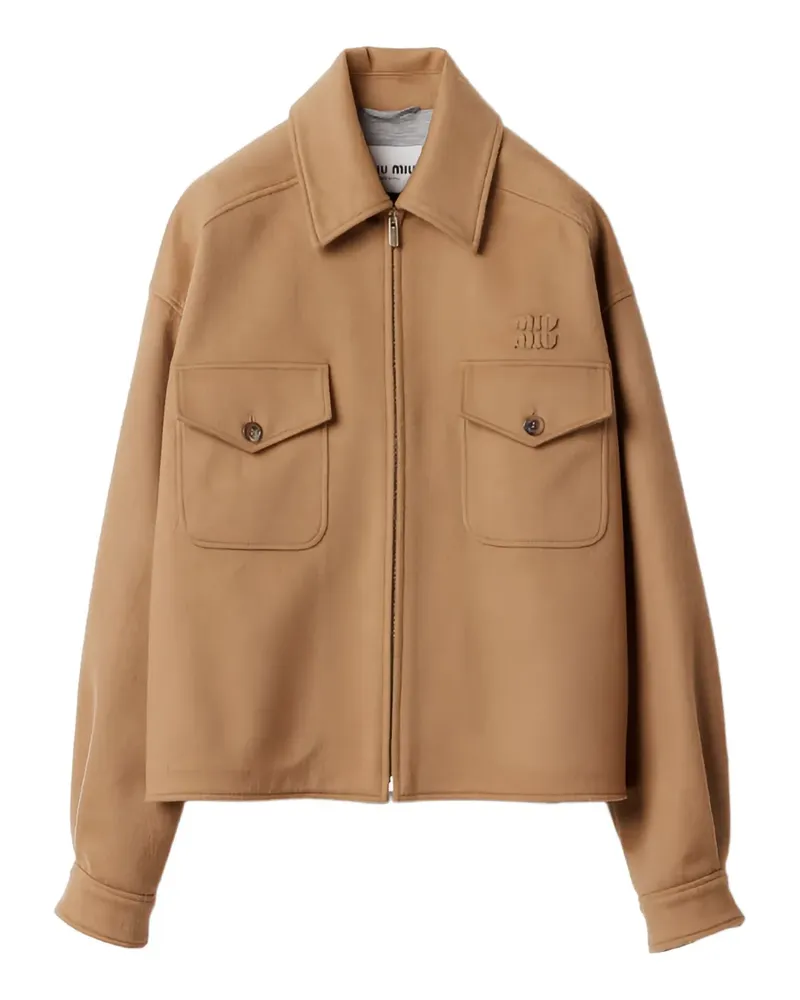 Miu Miu button-flat pocket jacket - Nude Nude