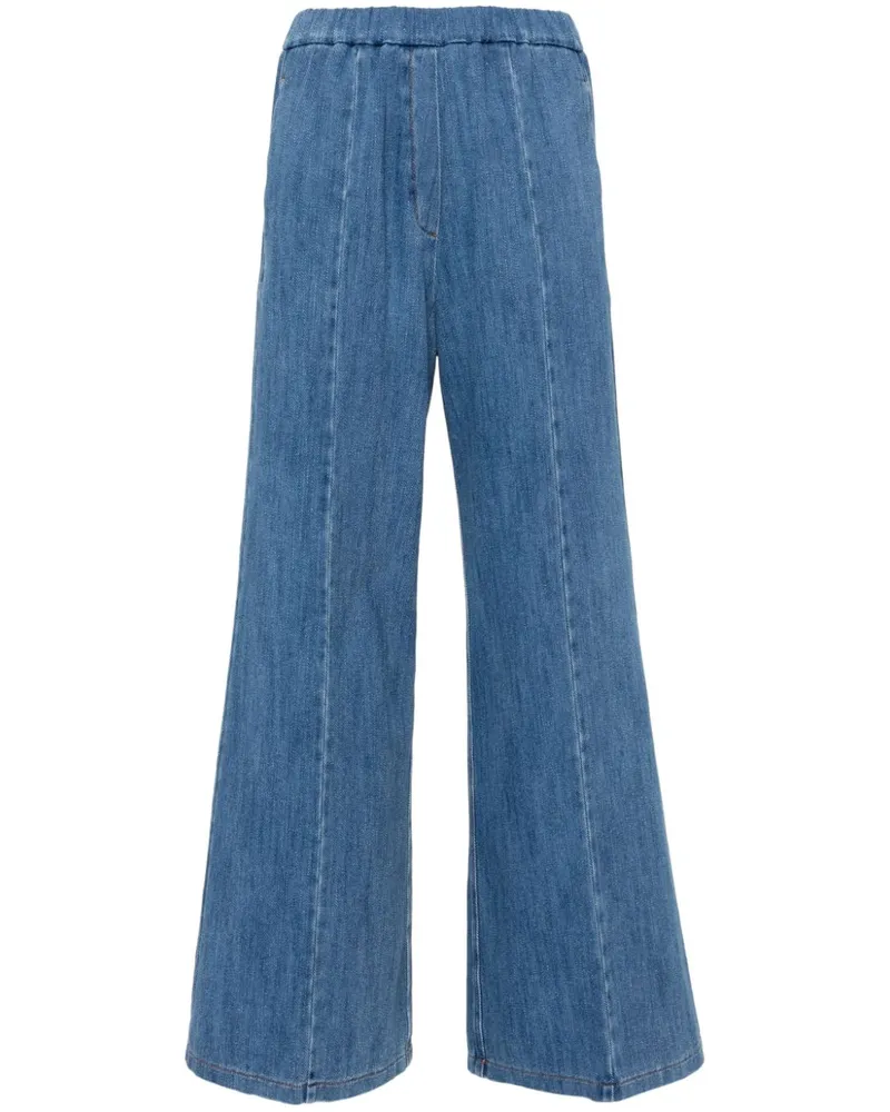 forte_forte Halbhohe Palazzo-Jeans Blau