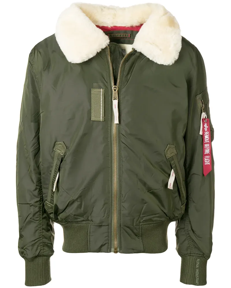 Alpha Industries Bomberjacke mit Shearling-Kragen - Grün Grün