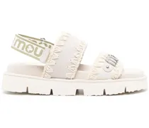 Wildledersandalen mit Logo - Grau
