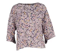 Seidenbluse mit Print - Blau