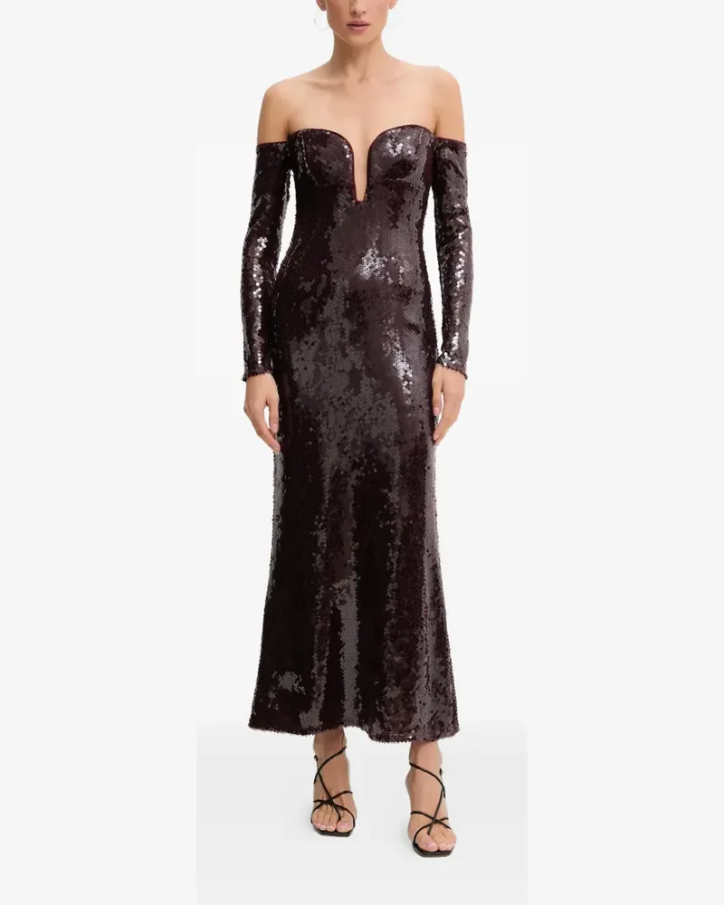 Bardot sequin-embellished off-shoulder midi dress - Rot Rot