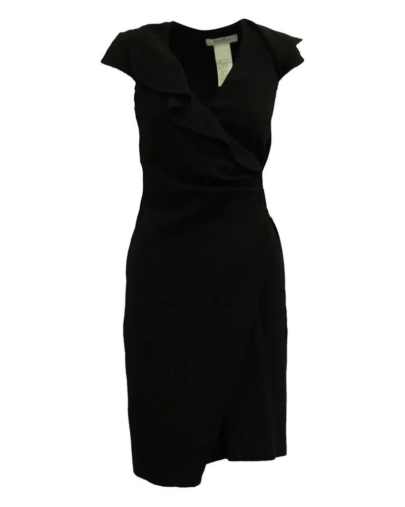 Max Mara Wickelkleid mit Rüschendetail - Schwarz Schwarz