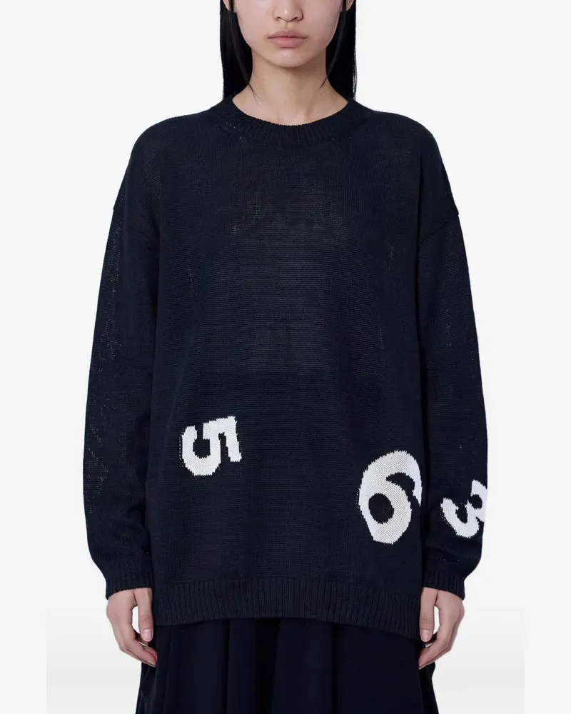 Yohji Yamamoto numeric-motif long-sleeve sweater - Schwarz Schwarz