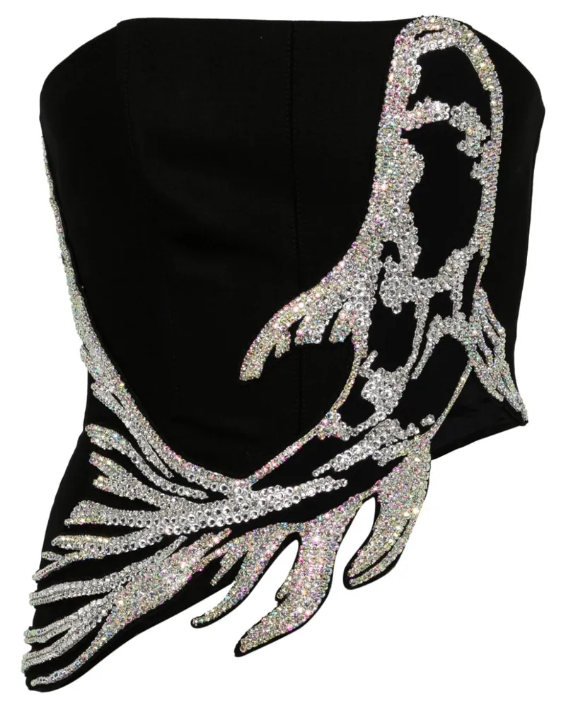 David Koma Cropped-Top mit Koi Fish-Applikation - Schwarz Schwarz