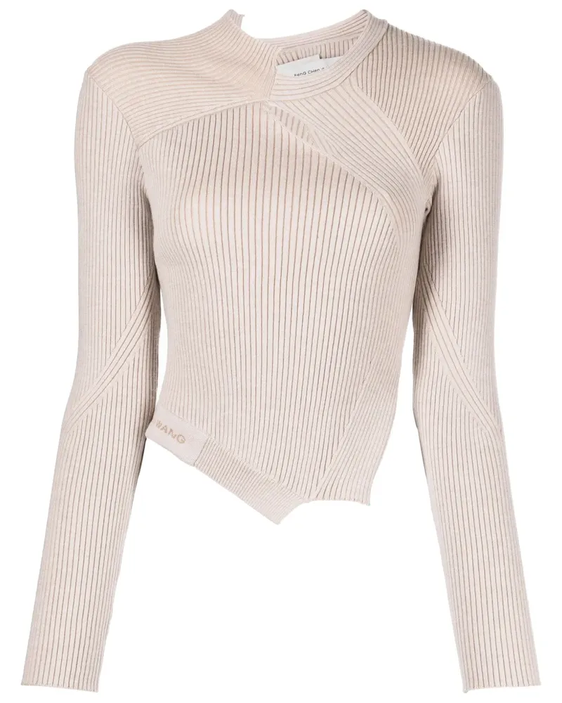 Feng Chen Wang Gerippter Strickpullover mit Cut-Out - Rosa Rosa