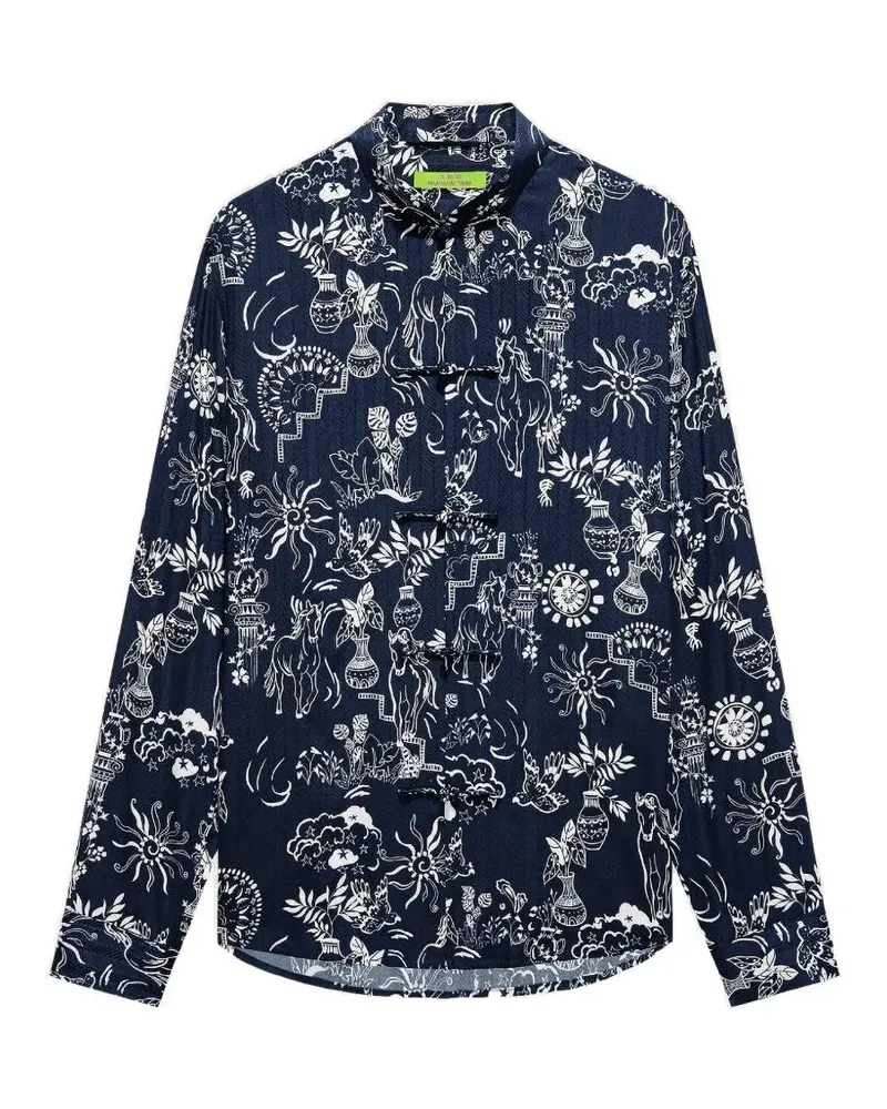 Shanghai Tang Tang graphic-print jacquard shirt - Blau Blau