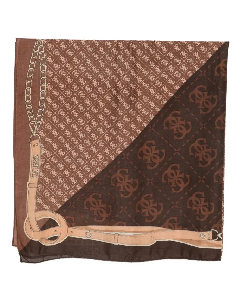 Guess logo-print chain-print scarf - Braun Braun