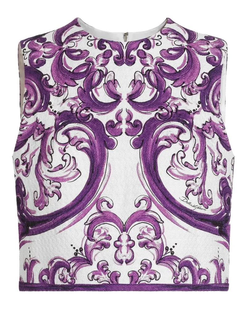 Dolce & Gabbana Top mit Majolica-Print - Weiß Weiß