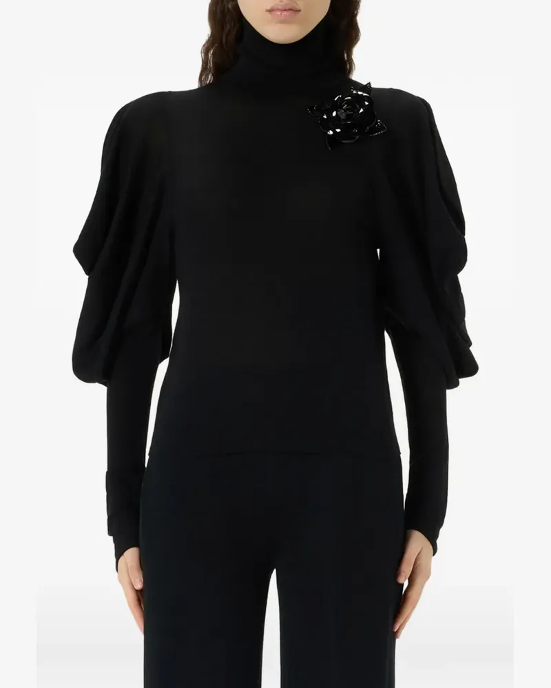 Blumarine Rollkragenpullover mit Puffärmeln - Schwarz Schwarz