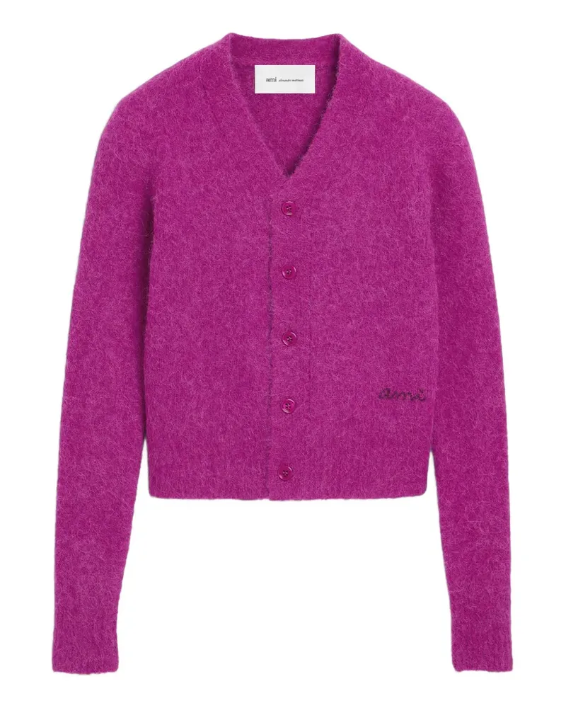AMI Paris Cardigan aus Wolle und Alpaka mit Ami-Stickerei - Rosa Rosa