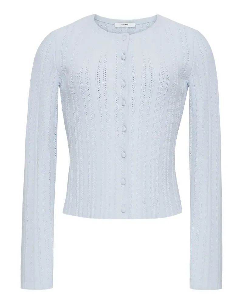 Adam Lippes Faye pointelle-knit cardigan - Blau Blau