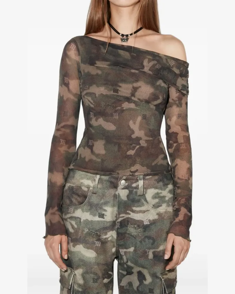 MISBHV Asymmetrischer Langarmshirt aus Mesh - Grün Grün