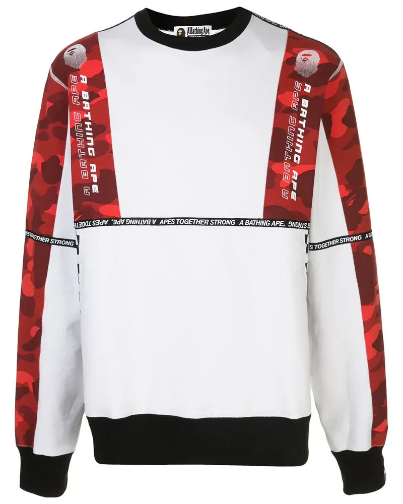 BAPE Sweatshirt mit Camouflage-Einsätzen - Weiß Weiß