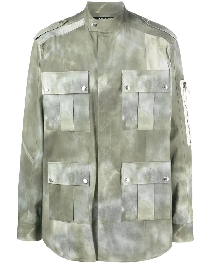 Balmain Military-Jacke mit ausgeblichenem Effekt - Grün Grün