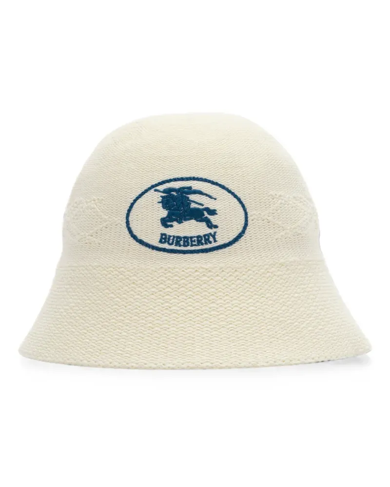 Burberry Gestrickter Knight Stamp Fischerhut - Weiß Weiß