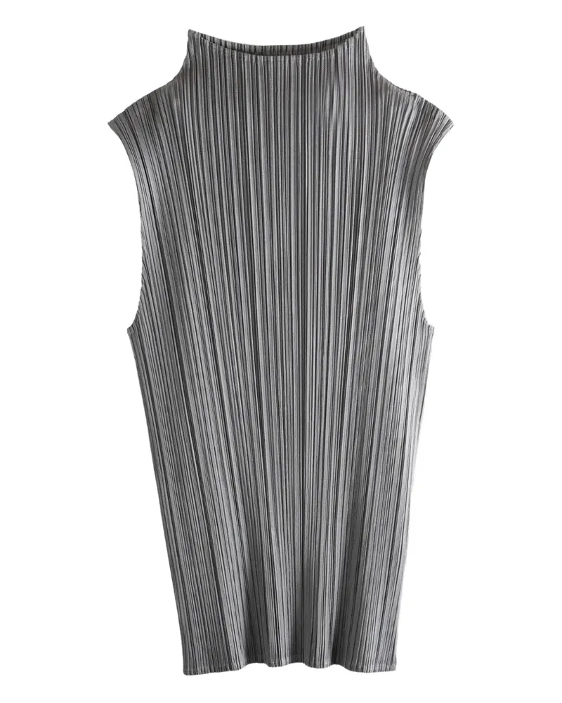 Issey Miyake pleated funnel-neck top - Grau Grau
