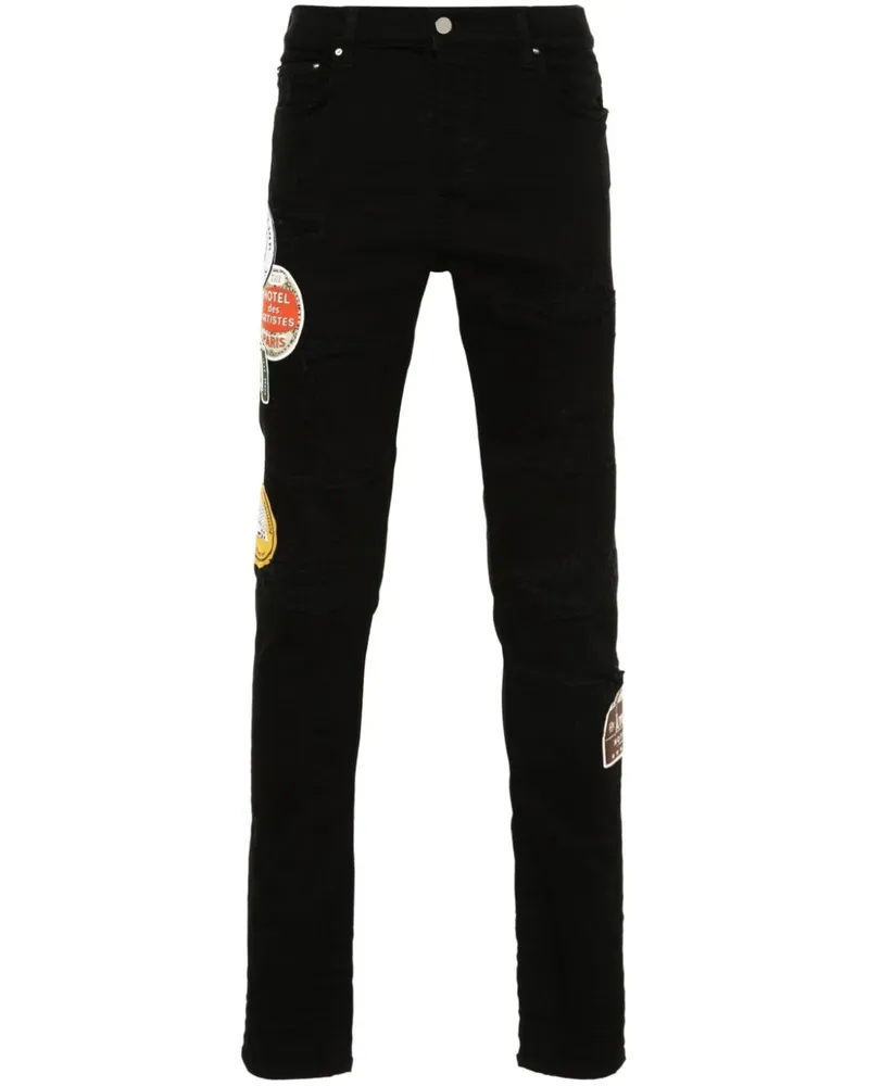 Amiri Travel Patch Repair Skinny-Jeans - Schwarz Schwarz