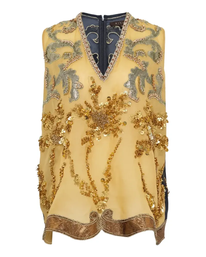 Biyan sequinned organza top - Blau Blau