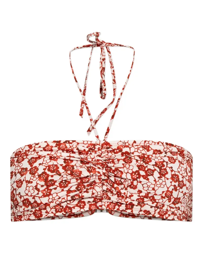 Isabel Marant Salma floral ruched bikini top - Weiß Weiß