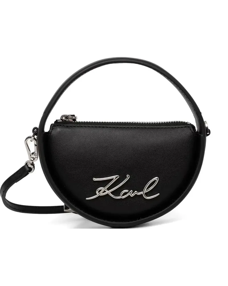 Karl Lagerfeld logo-plaque circular crossbody bag - Schwarz Schwarz