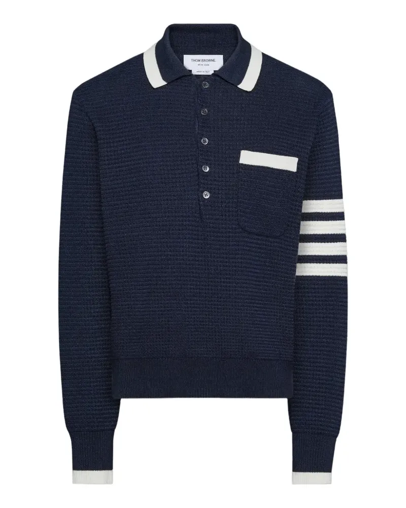 Thom Browne Strukturiertes Bar Poloshirt - Grau Grau