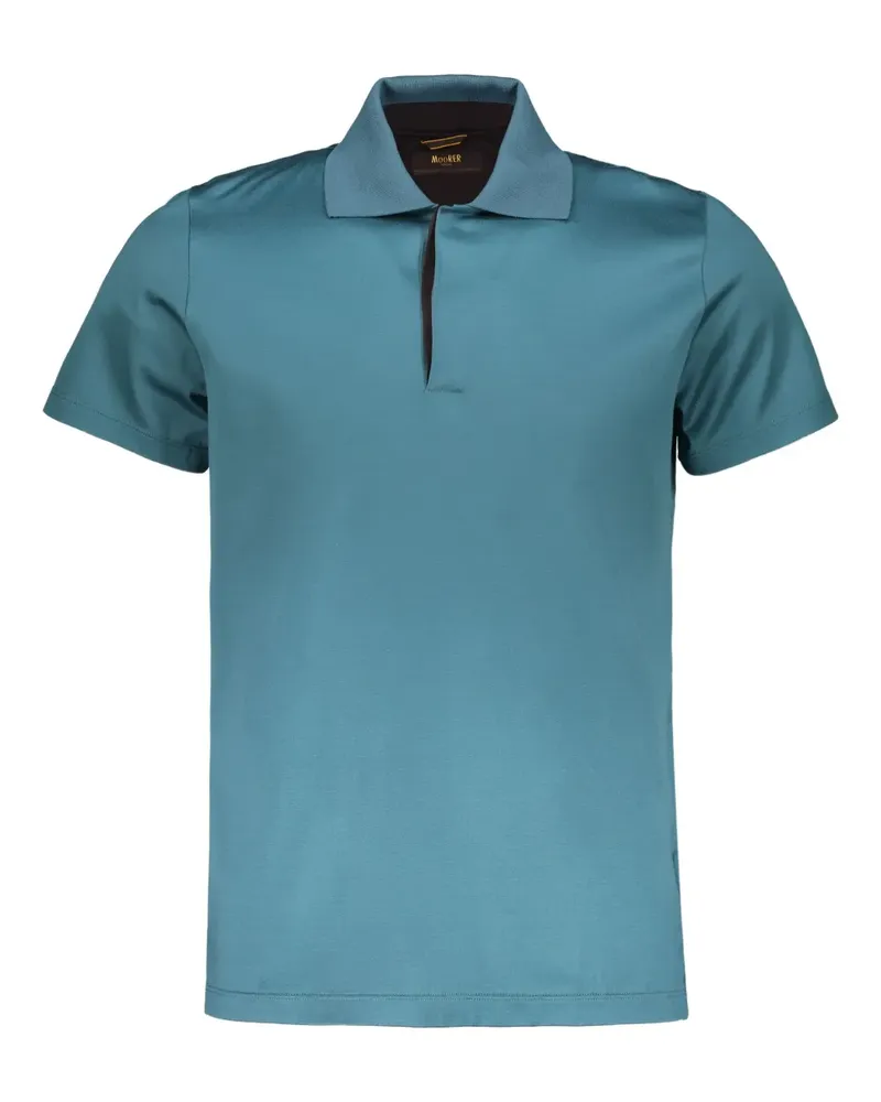 MOORER Poloshirt mit klassischem Kragen - Blau Blau