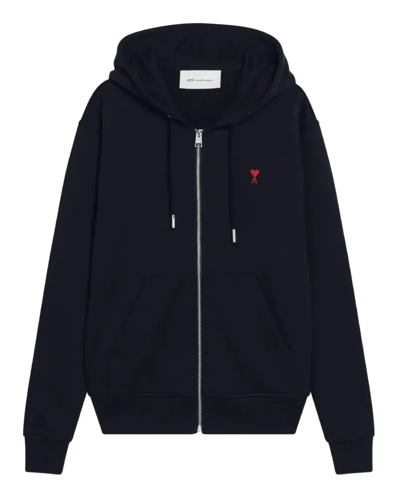 AMI Paris zipped cotton hoodie with Ami de Coeur - Schwarz Schwarz