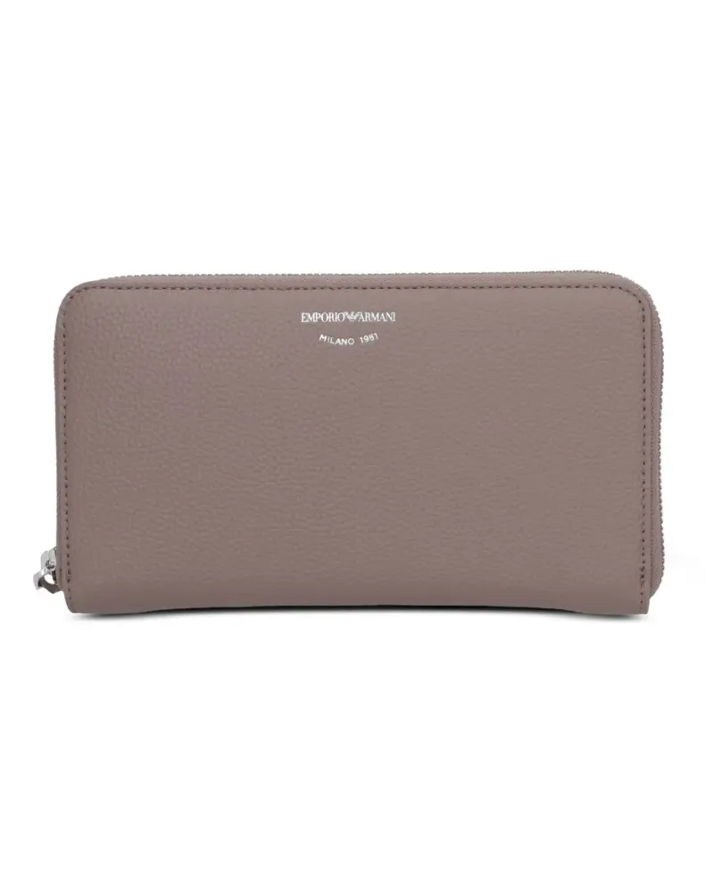 Emporio Armani logo-lettering zip-fastening wallet - Nude Nude