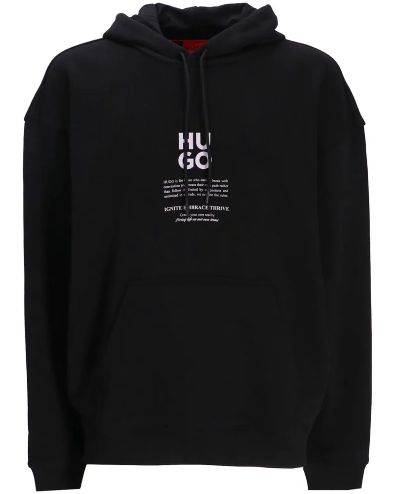 HUGO BOSS Hoodie mit Print - Schwarz Schwarz