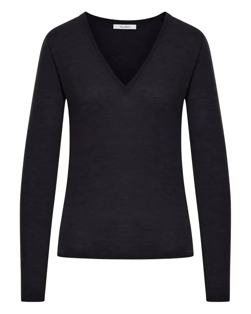 Max Mara Kaschmirpullover mit V-Ausschnitt - Schwarz Schwarz