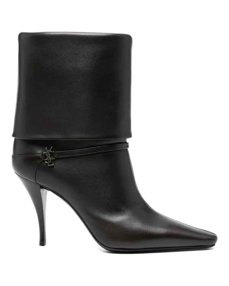 Saint Laurent Niki fold-over leather boots - Braun Braun
