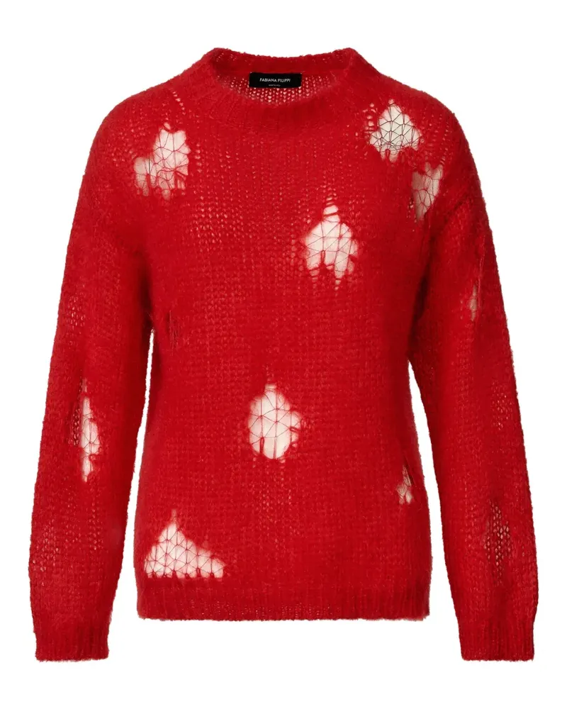 Fabiana Filippi distressed crew-neck sweater - Rot Rot