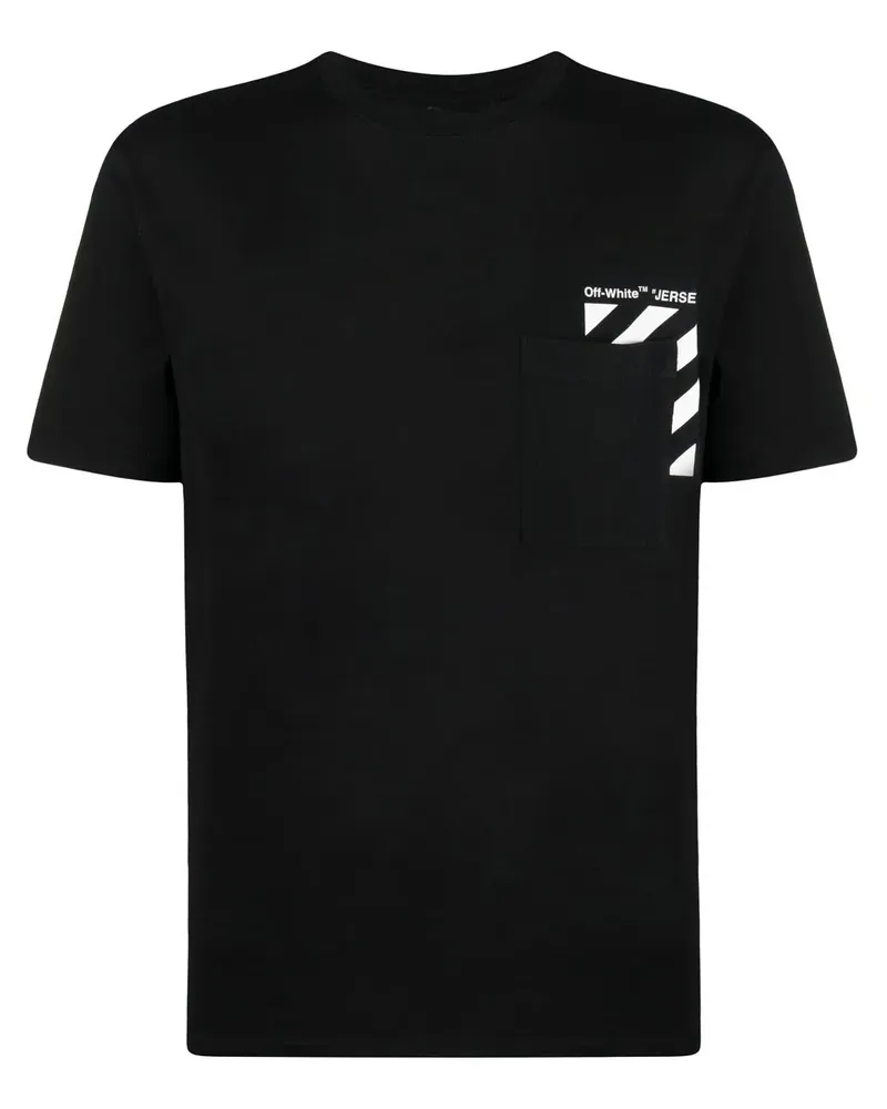 OFF-WHITE T-Shirt mit diagonalen Streifen - Schwarz Schwarz