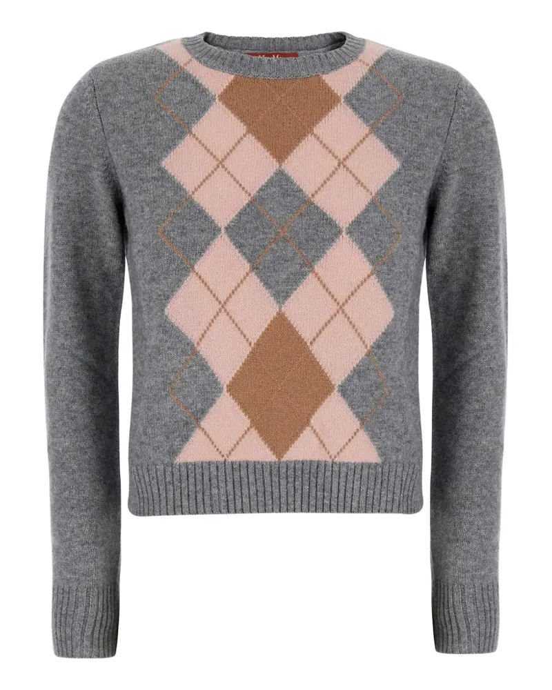 Max Mara argyle-intarsia knit sweater - Grau Grau