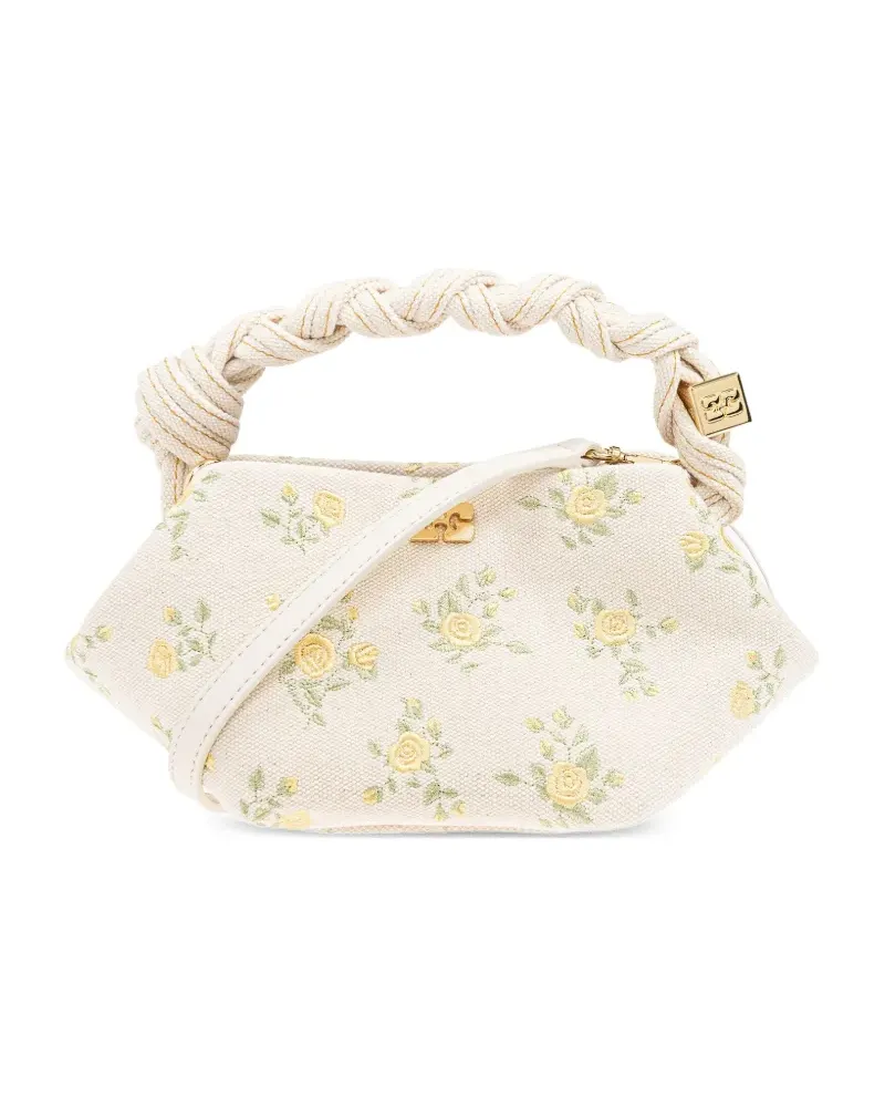 Ganni Shopper mit Blumenstickerei - Weiß Weiß