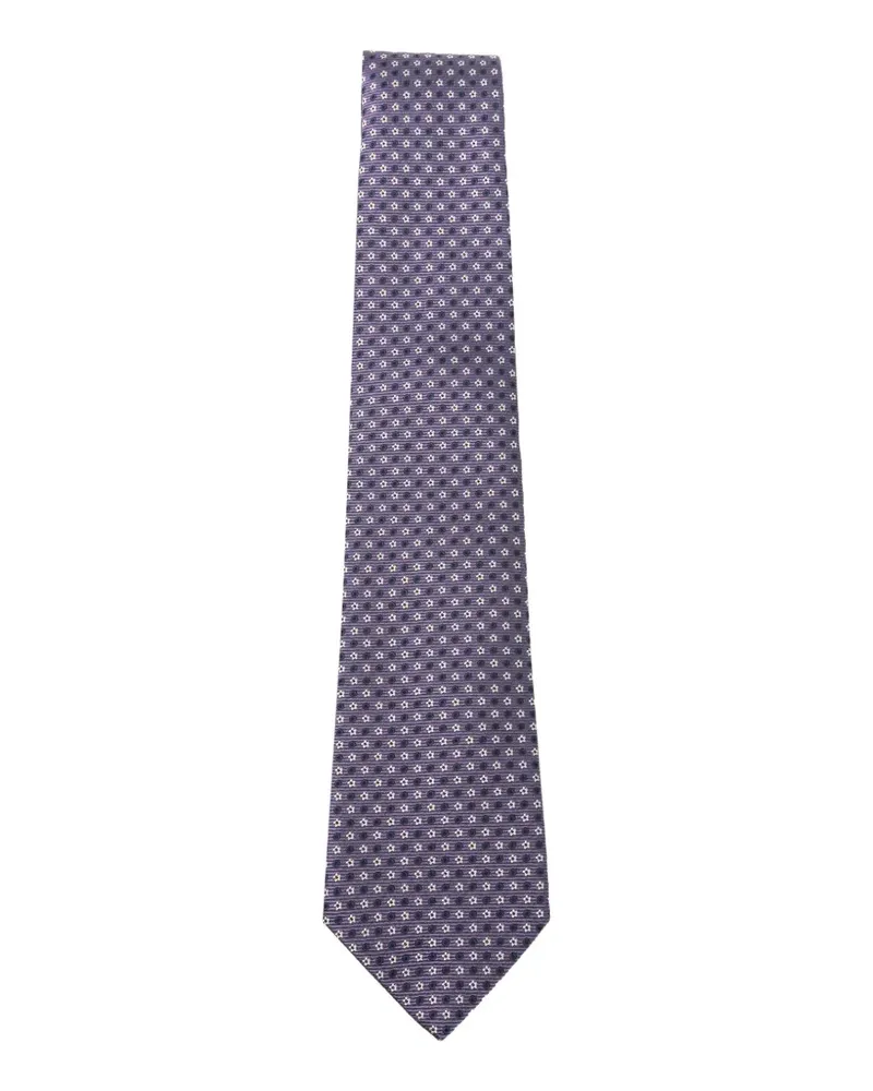 Canali Geometrisch gemusterte Seidenkrawatte - Violett Violett