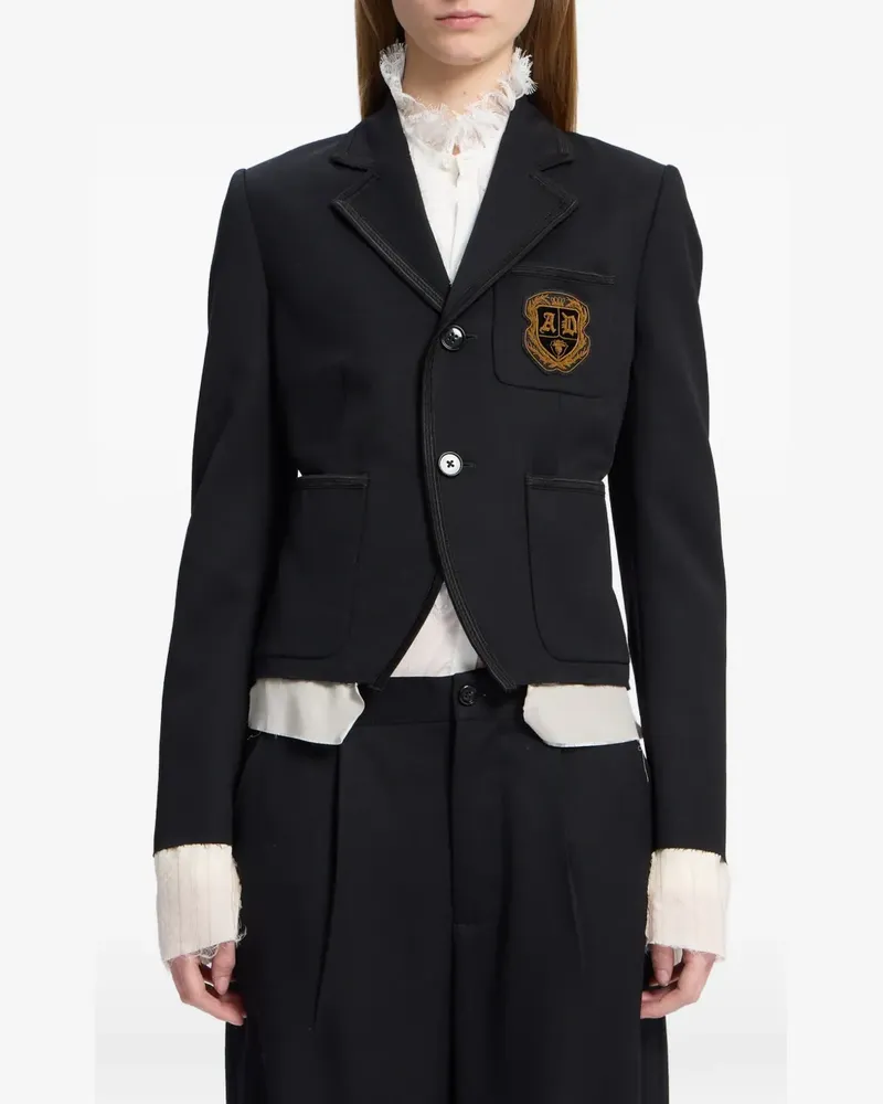 Ann Demeulemeester Wolljacke mit Logo-Patch - Schwarz Schwarz