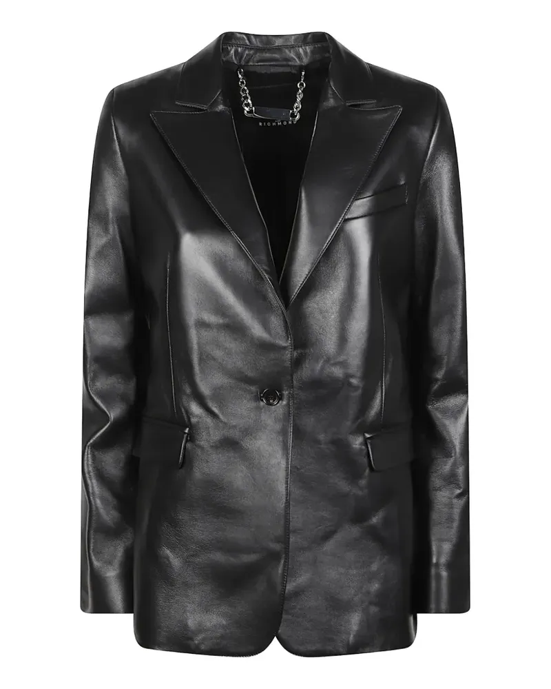 John Richmond single-breasted leather jacket - Schwarz Schwarz