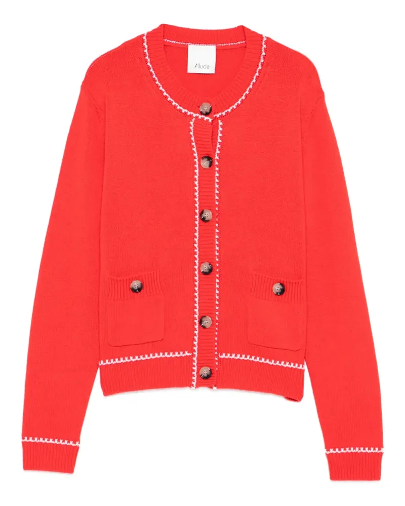 ALLUDE Cardigan mit aufgesetzter Tasche - Rot Rot