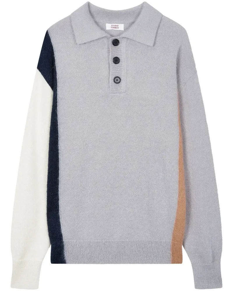 STUDIO TOMBOY Poloshirt aus Feinstrick - Grau Grau