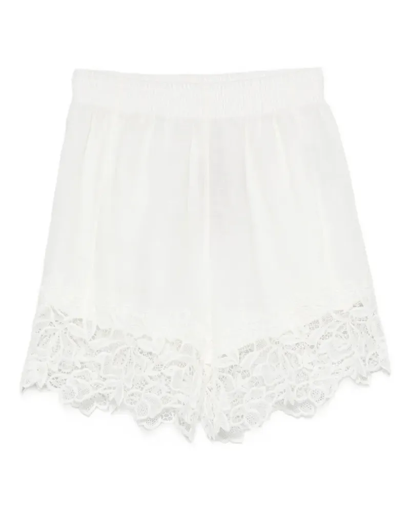 Ermanno Scervino lace-trim linen shorts - Weiß Weiß