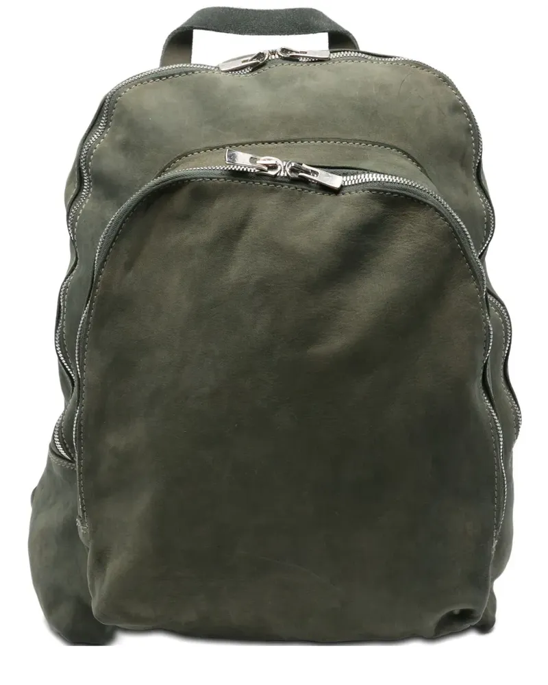 GUIDI Wildleder-Rucksack mit Reißverschluss - Grün Grün
